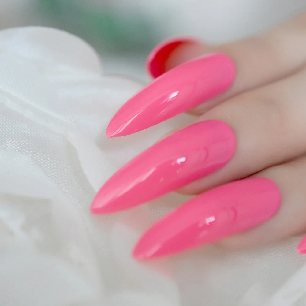 Extra long Stiletto Grey Marble Fake Nails Stone Pattern Pointed Dark Shiny Long Press On False Nails for Finger 24 Count-Nail Inspo