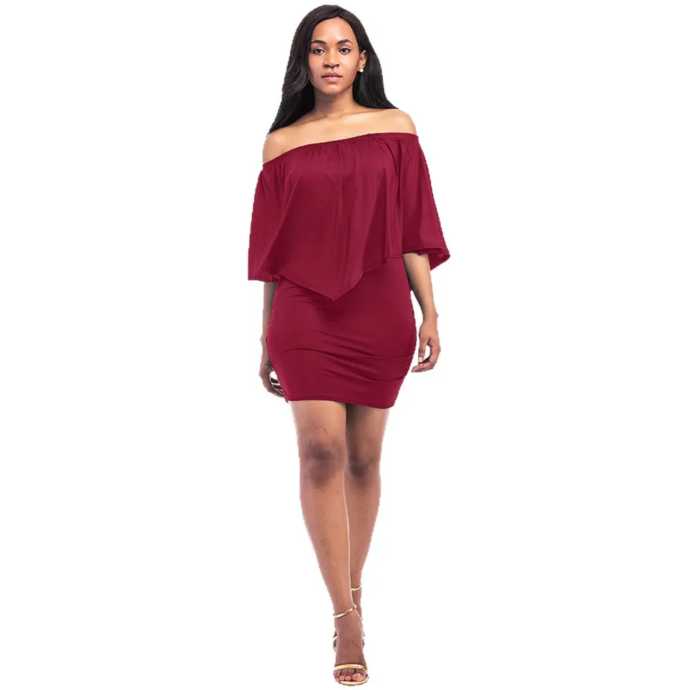 Women's Off Shoulder Two Piece Mini Dress