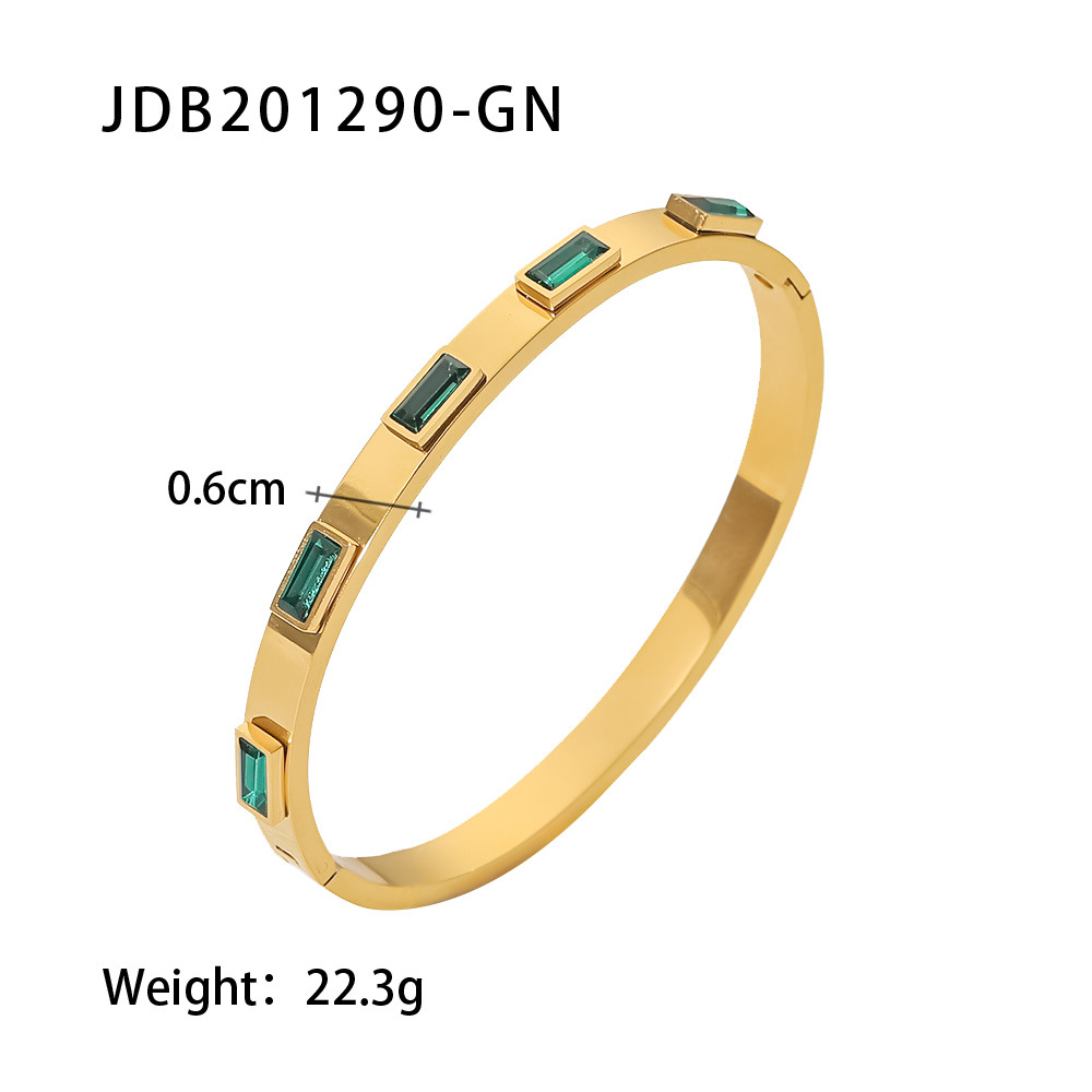 Women's Zircon Titanium Steel Gold Open Bracelet