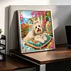 Seaside Maltese Special Shaped 5D DIY Partial Drill Diamond Painting Kits for Adults Beginners Home Decor Diamond Dots Paintings Diamond Art Kit 11.81 x11.81inch