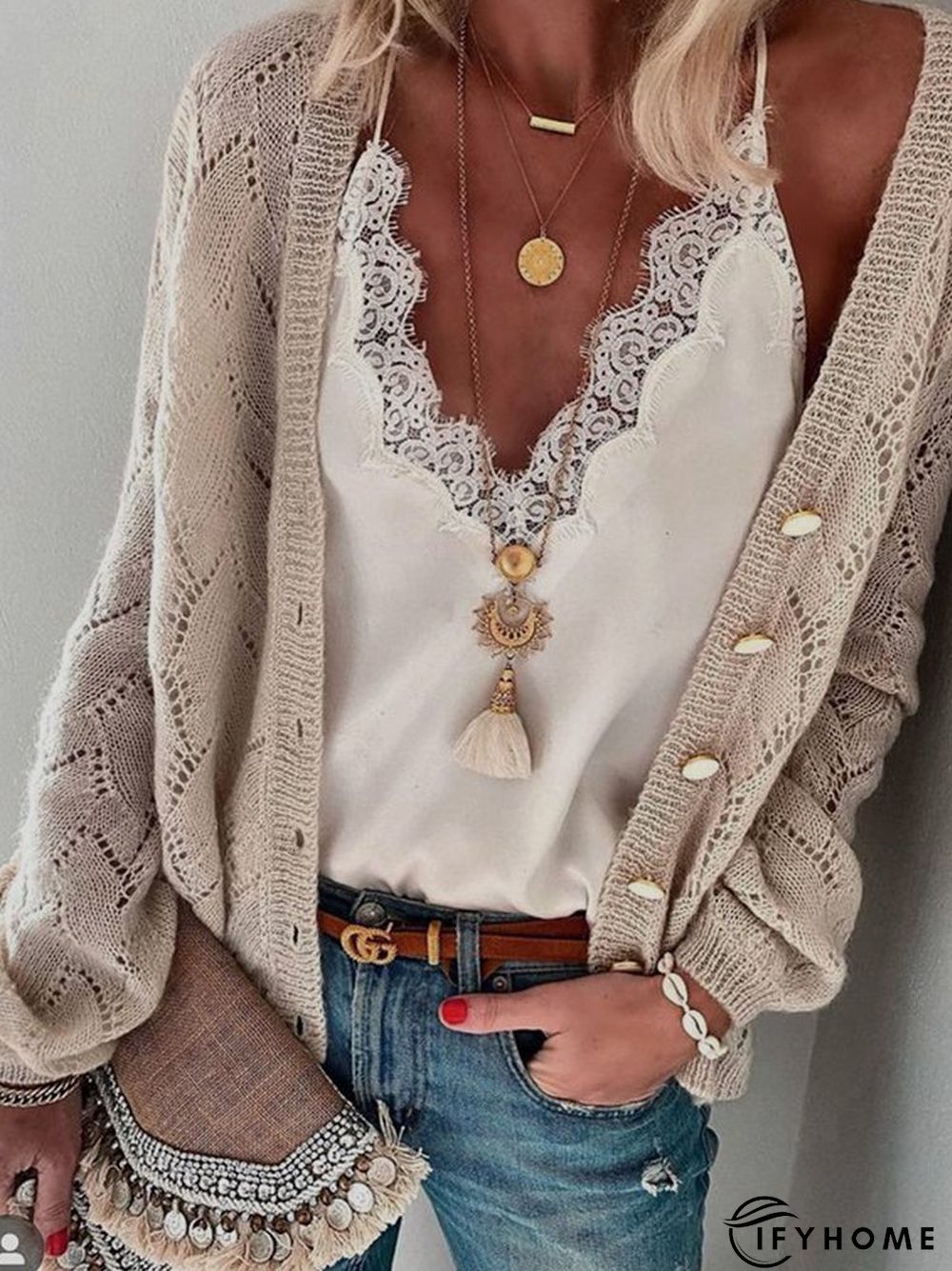 Long Sleeve V Neck Plain Sweater coat | IFYHOME