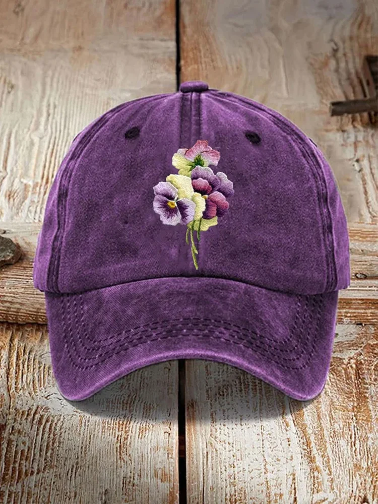 Distressed Washed Cotton Alzheimer's Awareness Printed Hat