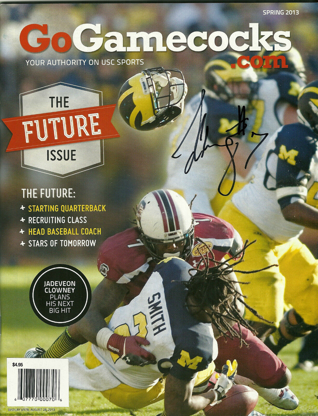 SOUTH CAROLINA GAMECOCKS JADEVEON CLOWNEY HAND SIGNED GAMECOCK MAGAZINE W/COA