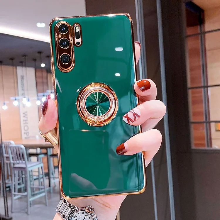 Luxury Plating Silicone Case For Huawei P30 Pro P20 Mate 20 P40 Honor 20 30 Pro Nova 5T Phone Soft Magnet Cover With Ring Holder