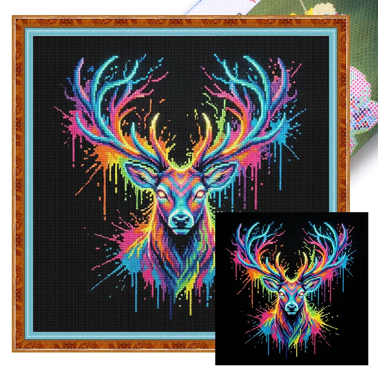 【Huacan Brand】Deer 30*30cm 14CT Stamped Canvas Cross Stitch gbfke