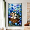 Diamond Painting-DIY Full Round Drill Flower Cat(70*40 CM)