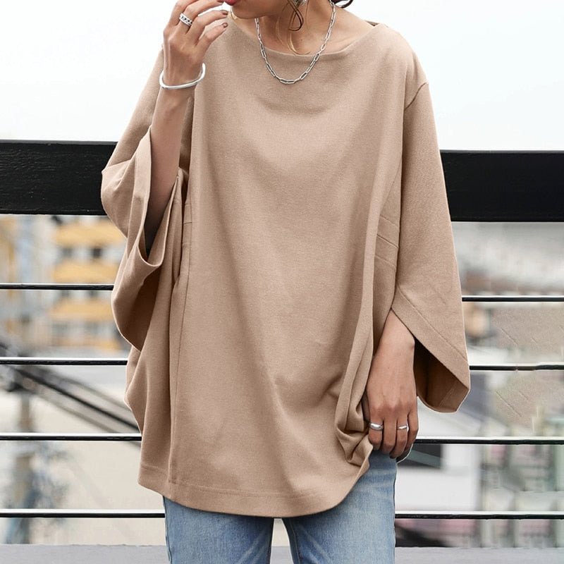 Kaftan Baggy Tunic Women's Autumn Blouses ZANZEA 2022 Casual 3/4 Sleeve Knitted Blusas Female O Neck Tops Chemise Oversized Top