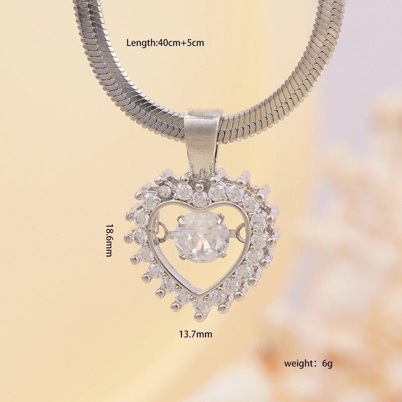 Elegant Classic Style Heart Shape Lock 304 Stainless Steel Copper Zircon Pendant Necklace