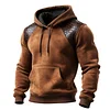 Men's Outdoor Retro Style Leather Stitching Suede Fur Collar Hooded Sweatshirt With Detachable Fur Collar by Inlyline