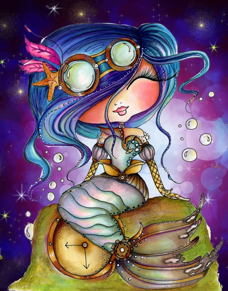 Steampunk Mermaid-Full Round Diamond Painting-40*50CM(Canvas)