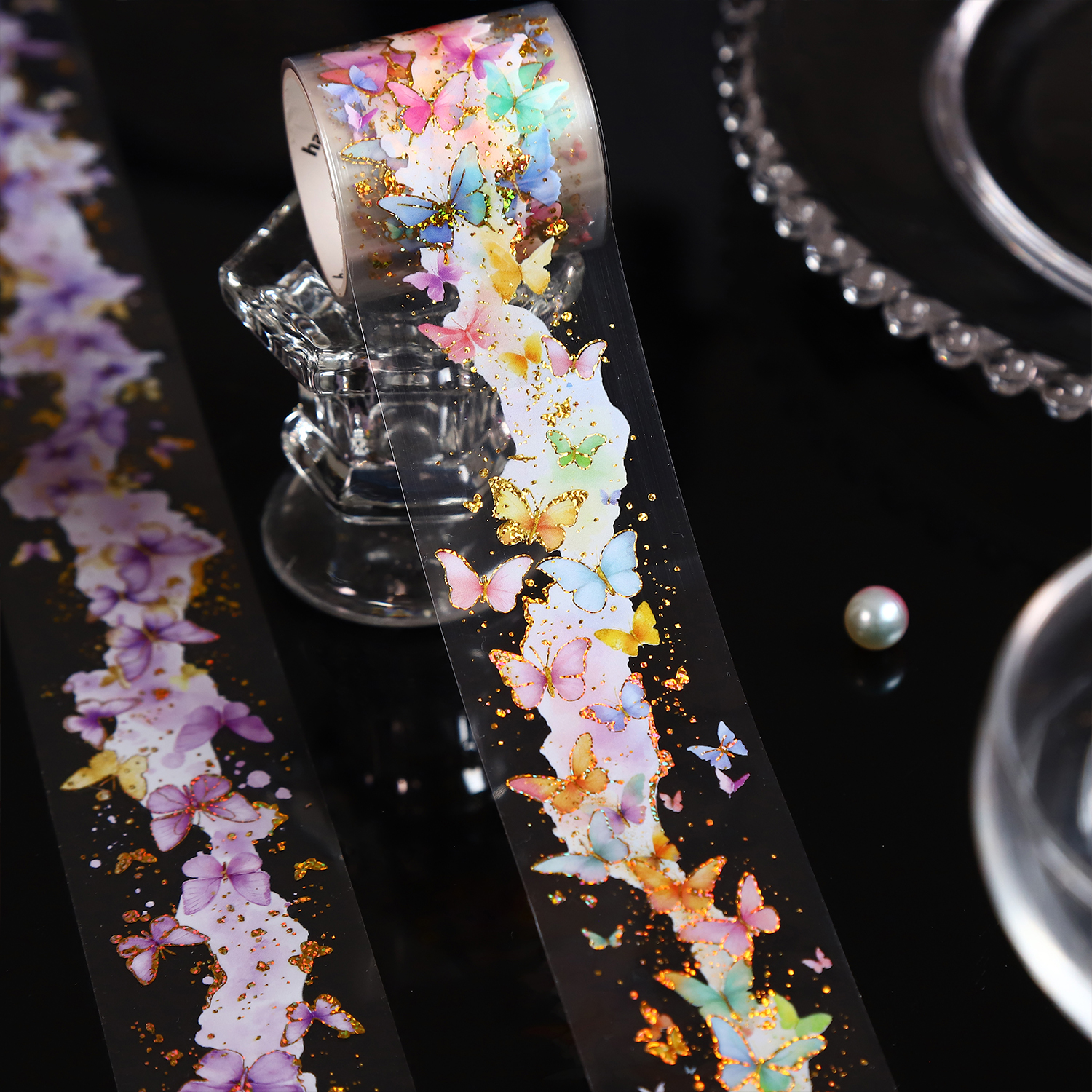 PET 테이프 - 40mm*200cm 나비떼 시리즈 빈티지 브론징 나비 풍경