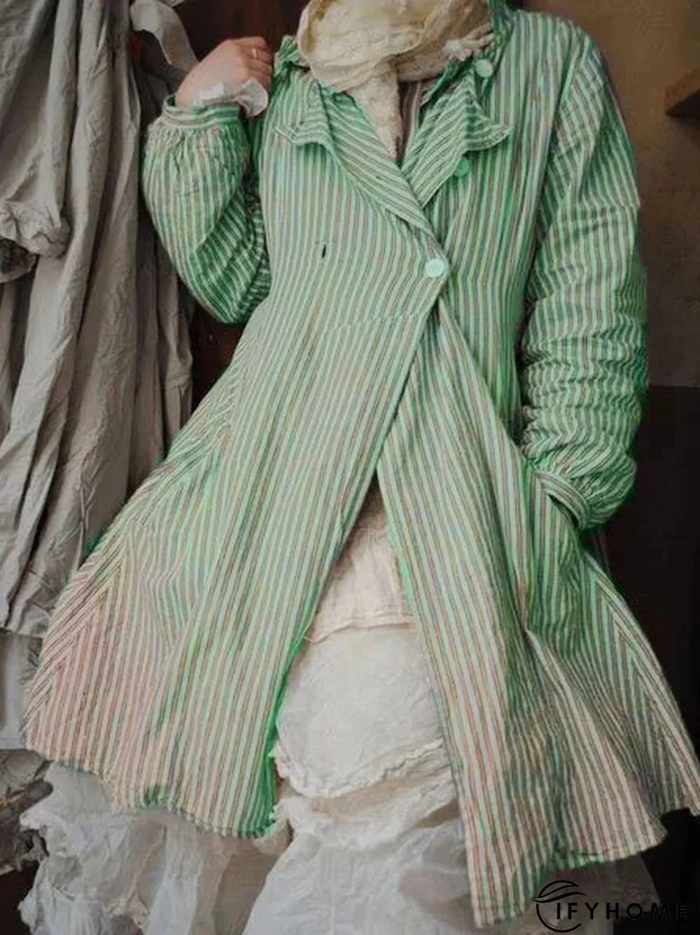 Gray Casual Lapel Long Sleeve Trench coat | IFYHOME