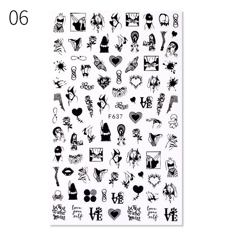 2021 New 3D Nail Art Sticker English Letter Stickers For Nail Foil Love Heart Design Nails Accessories Fashion Manicures Sticker