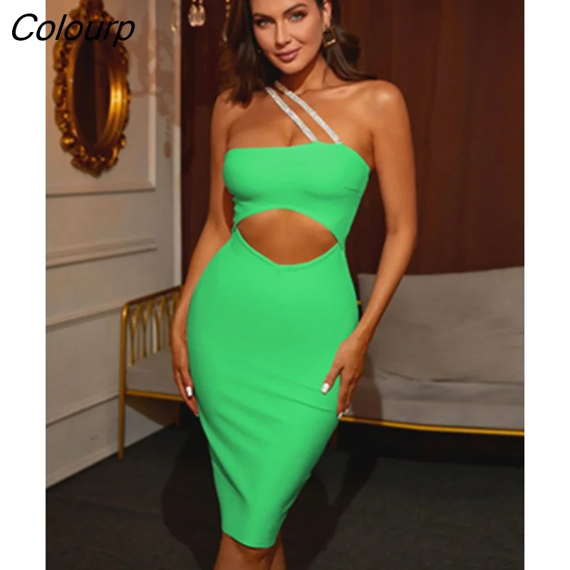Colourp Colors Women Sexy Off the Shoulder Bodycon Mini Dress Rayon Bandage 2022 New Designer Nightclub Party Dress Summer Wear