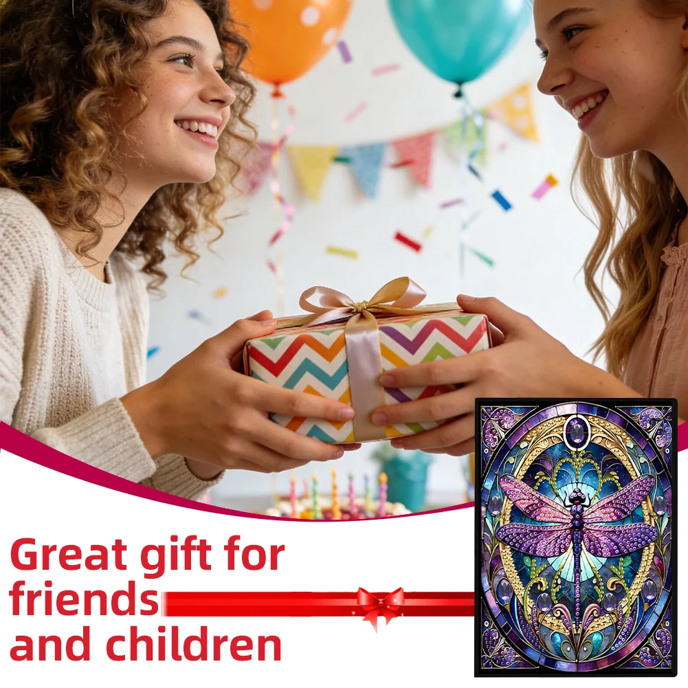 Dragonfly 5D DIY Diamond Art Painting Notebook Kit (50 Pages A5 No Lines) Rhinestone Art Painting Notebook Kit for Adults Beginners Holiday Birthday Gift