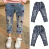 Kid Baby Girls Casual Floral Printed Jeans Pants