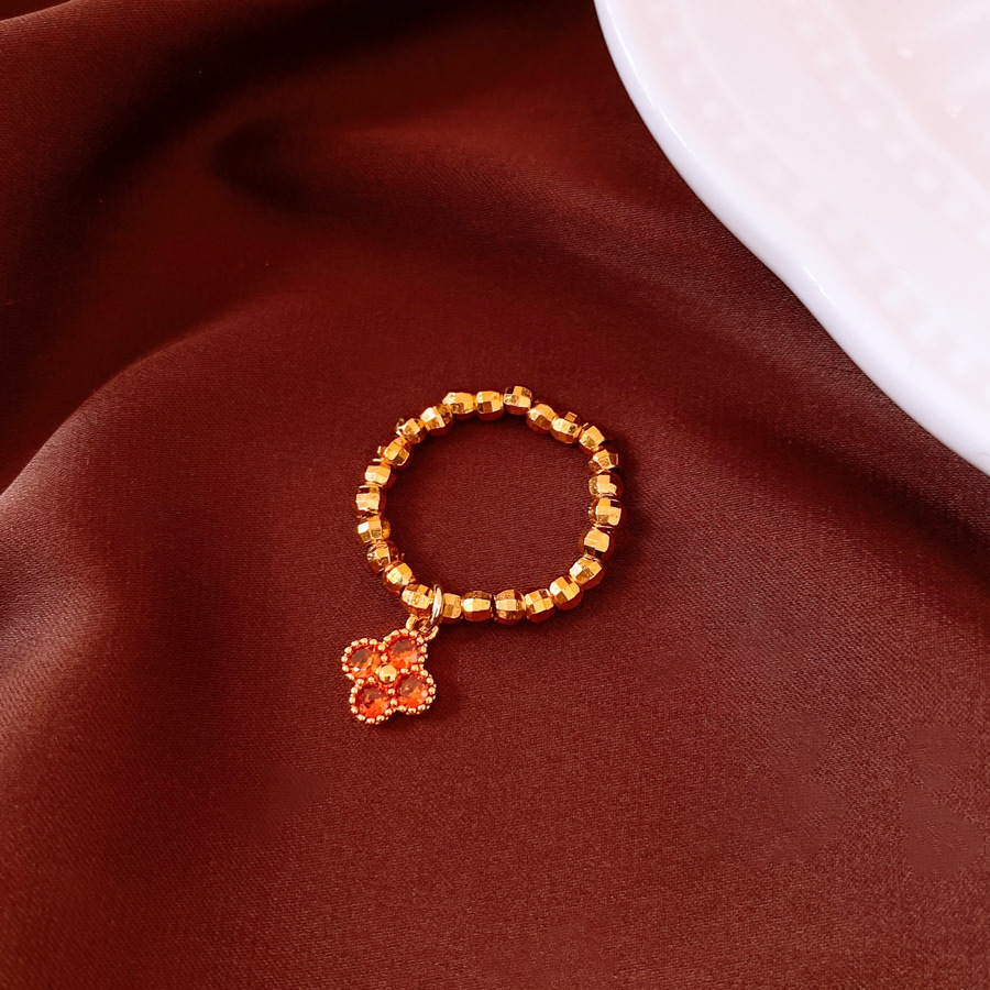 24g pure gold electroplated flower ring and bracelet vintage retro bracelet light luxury versatile jewelry set for women