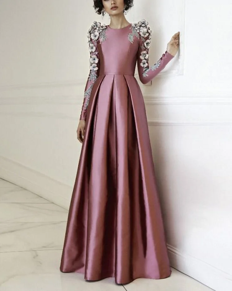 Elegant Solid A-line Dress