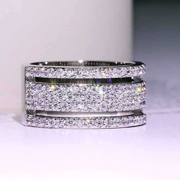 YOY-Cubic Zircon Crystal Engagement Wedding Rings