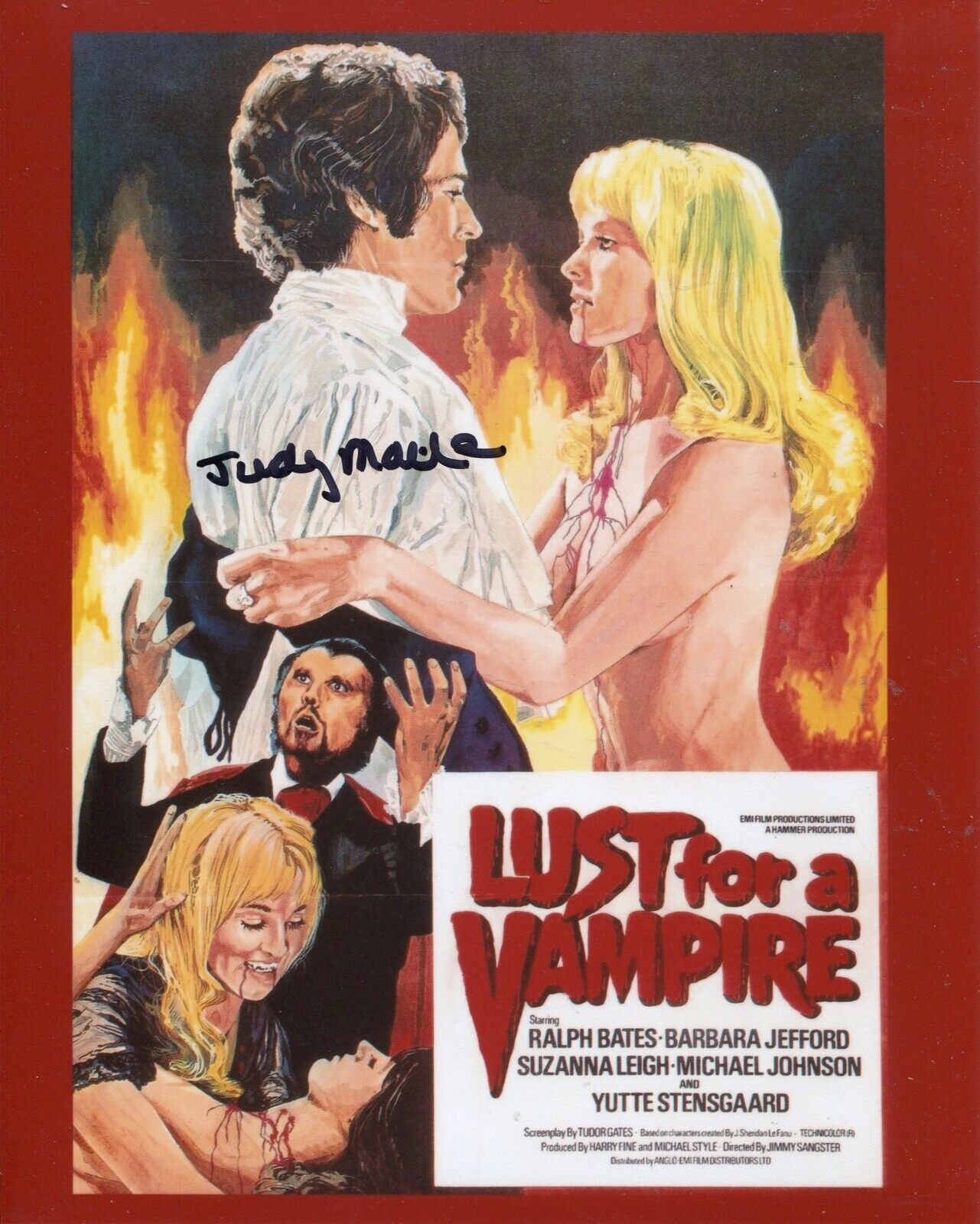 Actress Judy Matheson signed LUST FOR A VAMPIRE horror film Photo Poster painting IMAGE No2