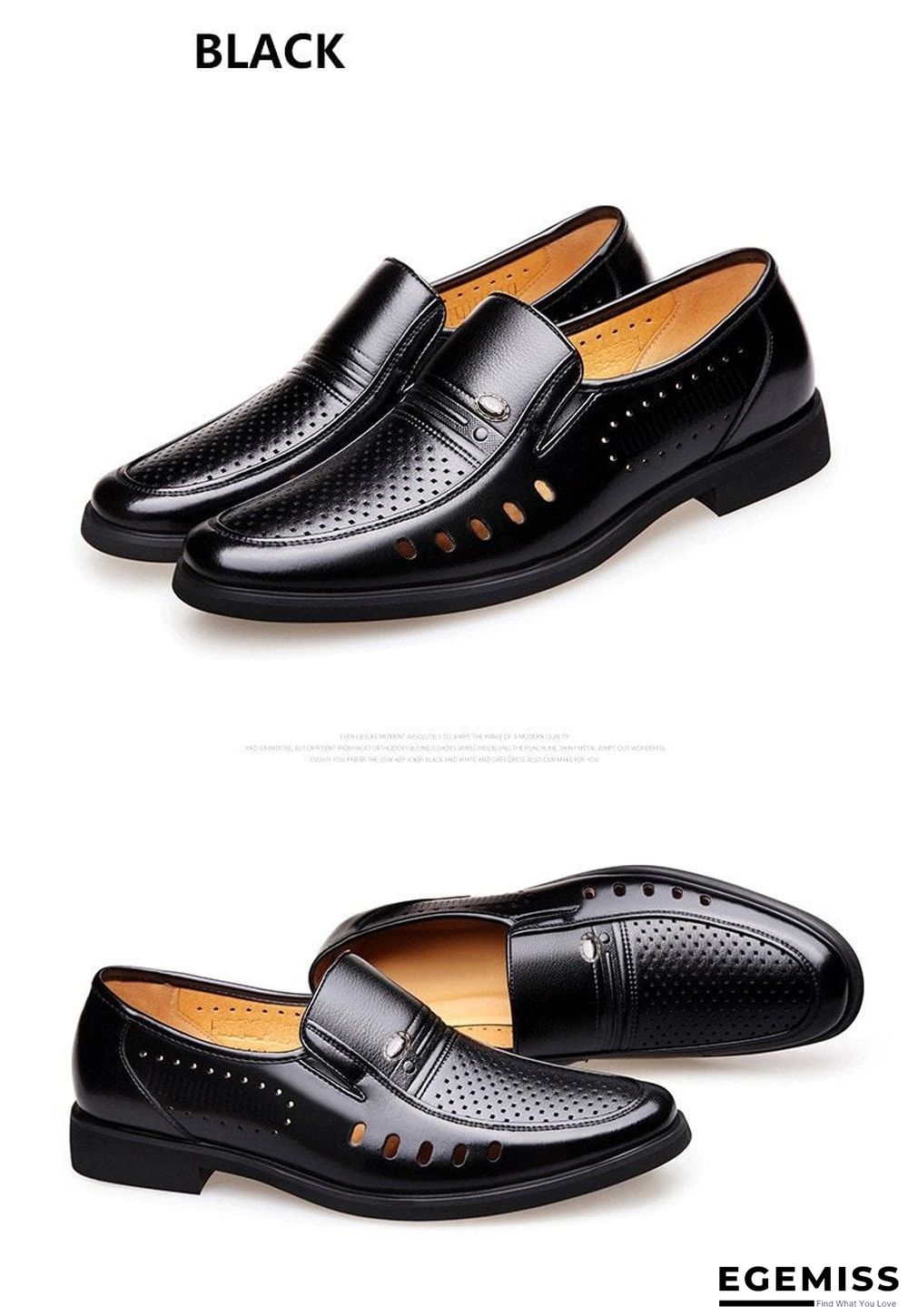Men's Breathable Slip-On Hollow Leather Classic Business Wedding Shoes Flat Shoes | EGEMISS