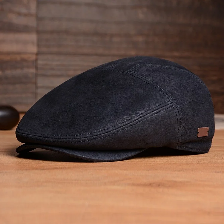 Premium Vintage LEATHER Berets - Blue