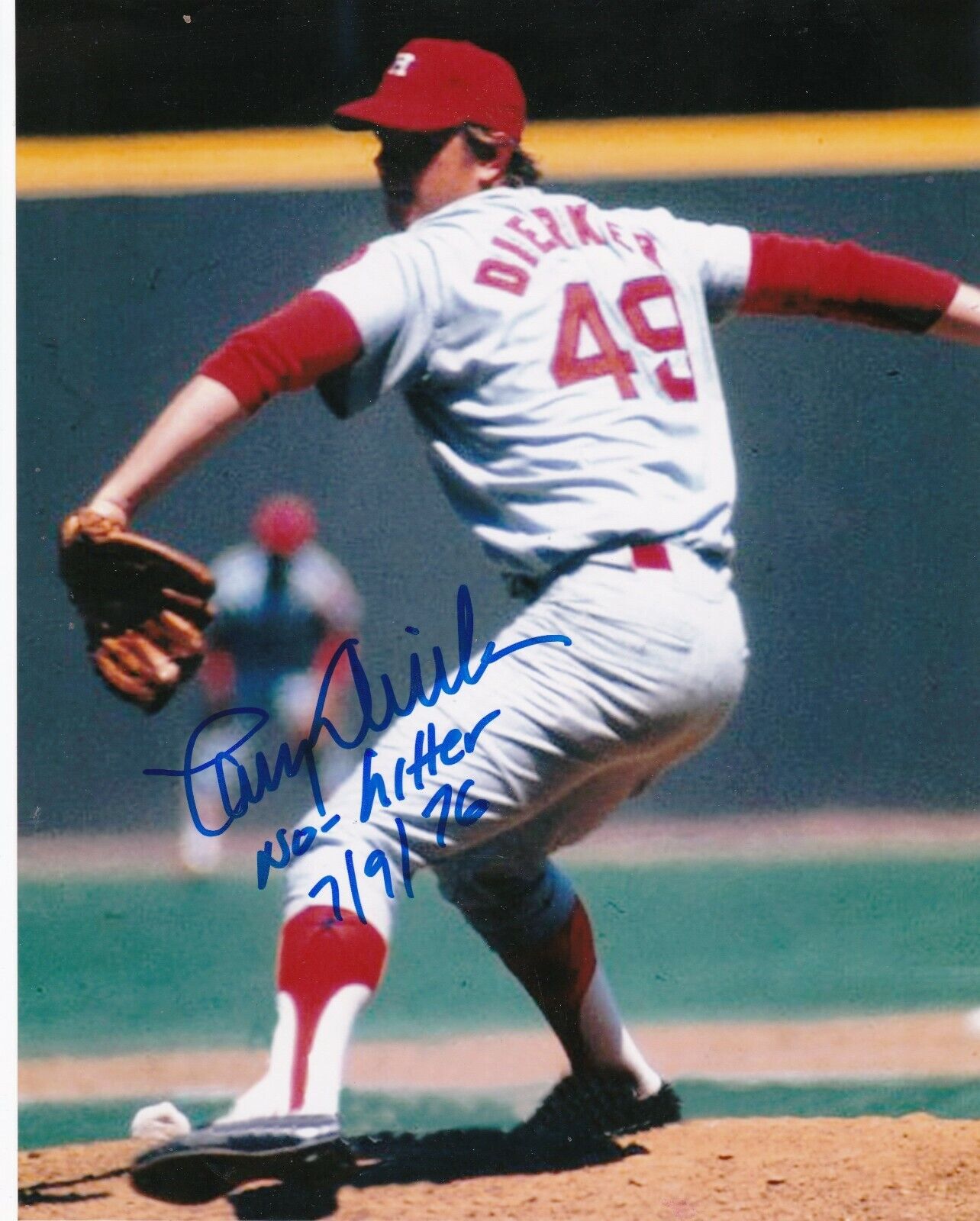 LARRY DIERKER HOUSTON ASTROS NO-HITTER 7/9/76 ACTION SIGNED 8x10