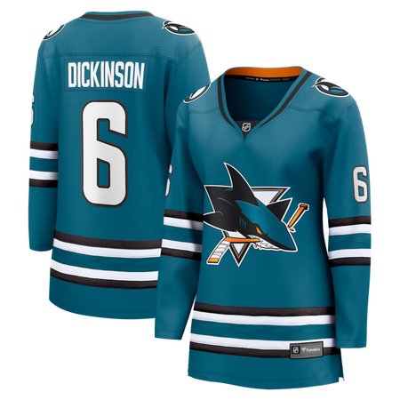 Women's San Jose Sharks #6 Sam Dickinson  Teal Home Jersey