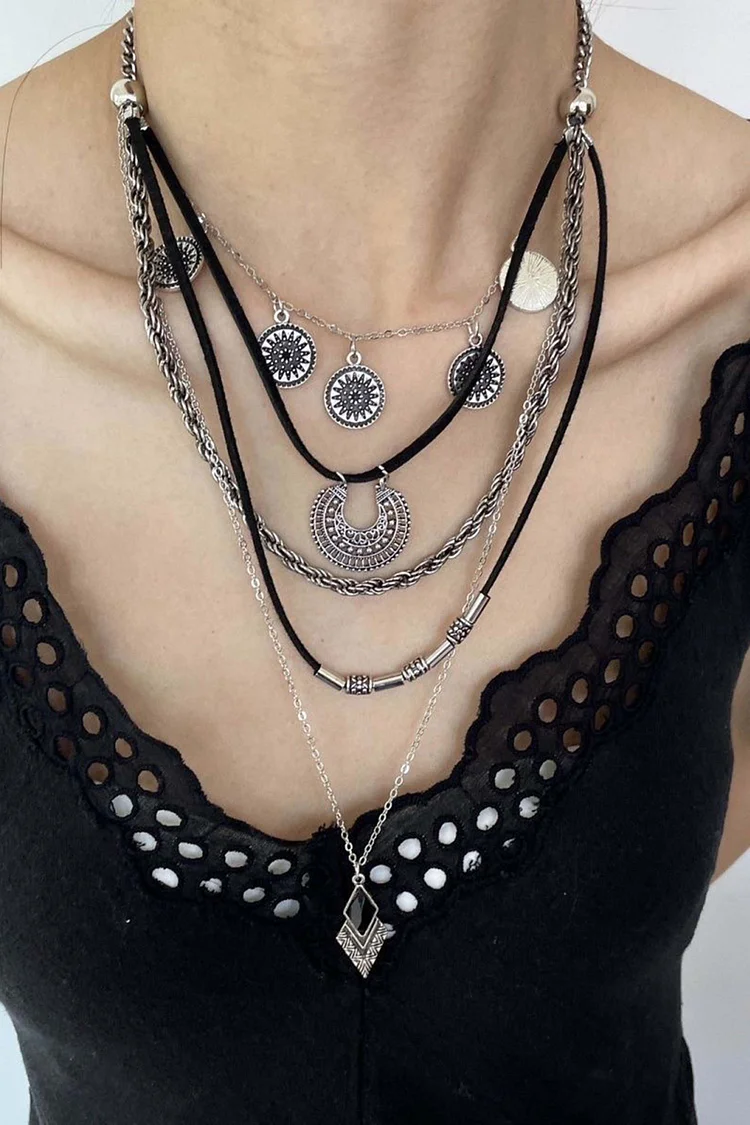 Bohemian antique silver pendant necklace