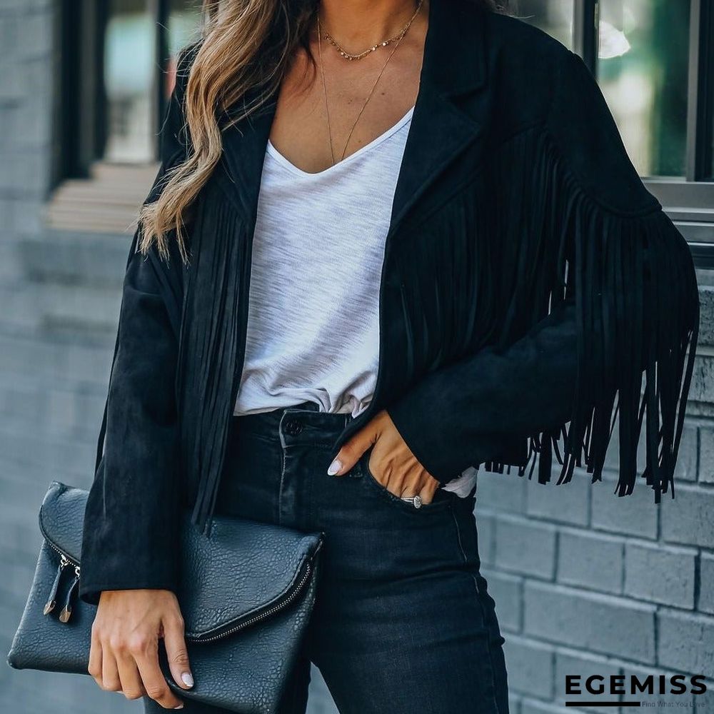 Long Sleeve Printed Tassel Jacket Women | EGEMISS