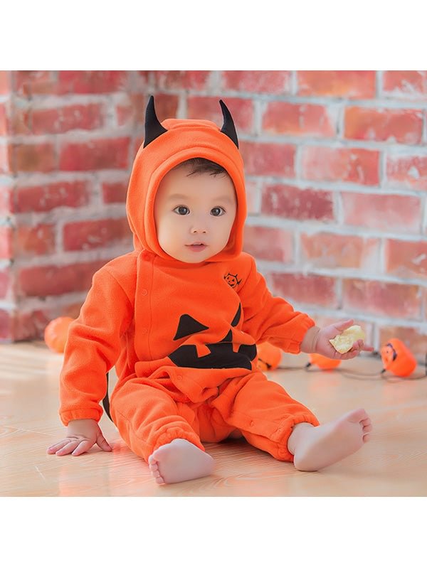 Pumpkin Devil Jumpsuit Kids Halloween Costume-elleschic