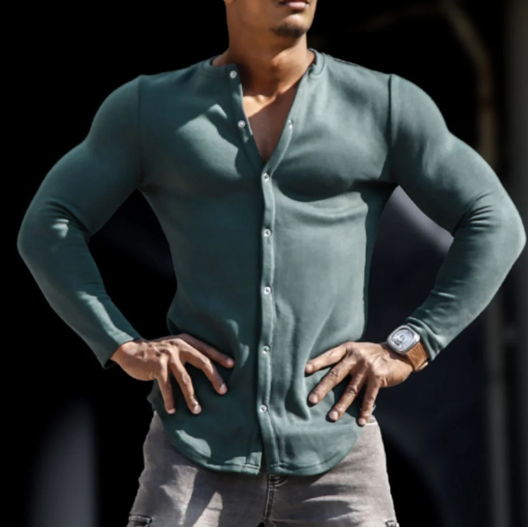 Men's Basic Long Sleeve Top Cardigan