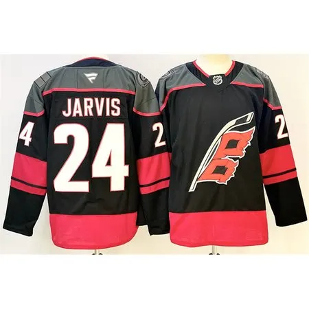Men's Carolina Hurricanes #24 Seth Jarvis Black 2024-25 Home Stitched Hockey Premium Jersey