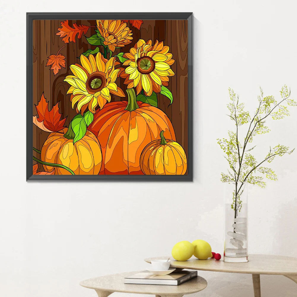 Full Round Diamond Painting 30*30cm - Pumpkin And Sunflower