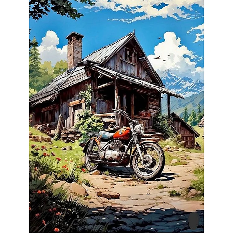 House Motorcycle 30*40CM (Canvas) Full Round Drill Diamond Painting gbfke