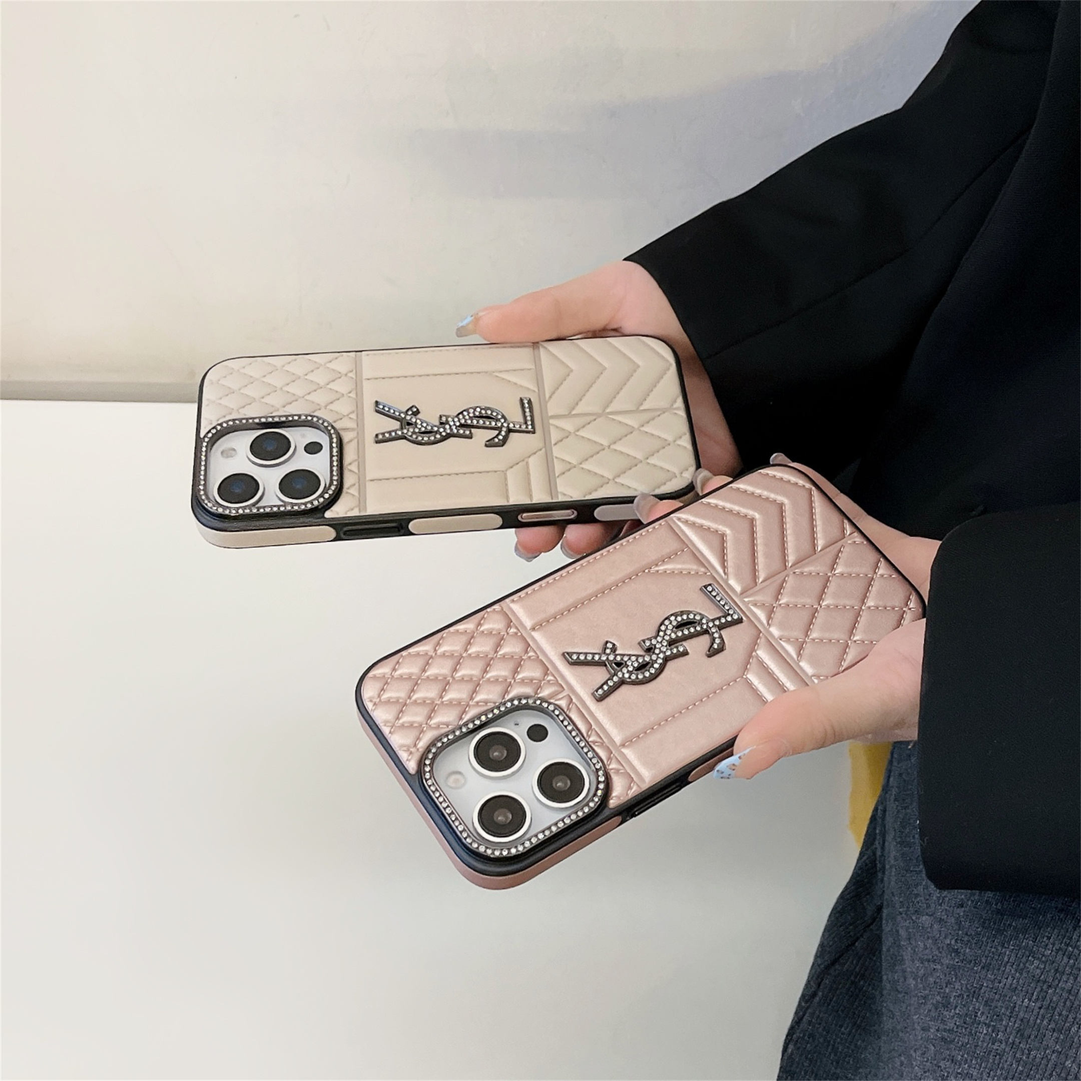 YSL New Lambskin Shiny Diamond Eye-catching Apple iPhone Case