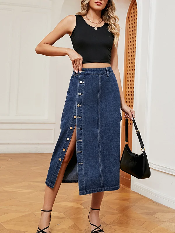 Loose Hollow Polka-Dot Solid Color Skirts Bottoms