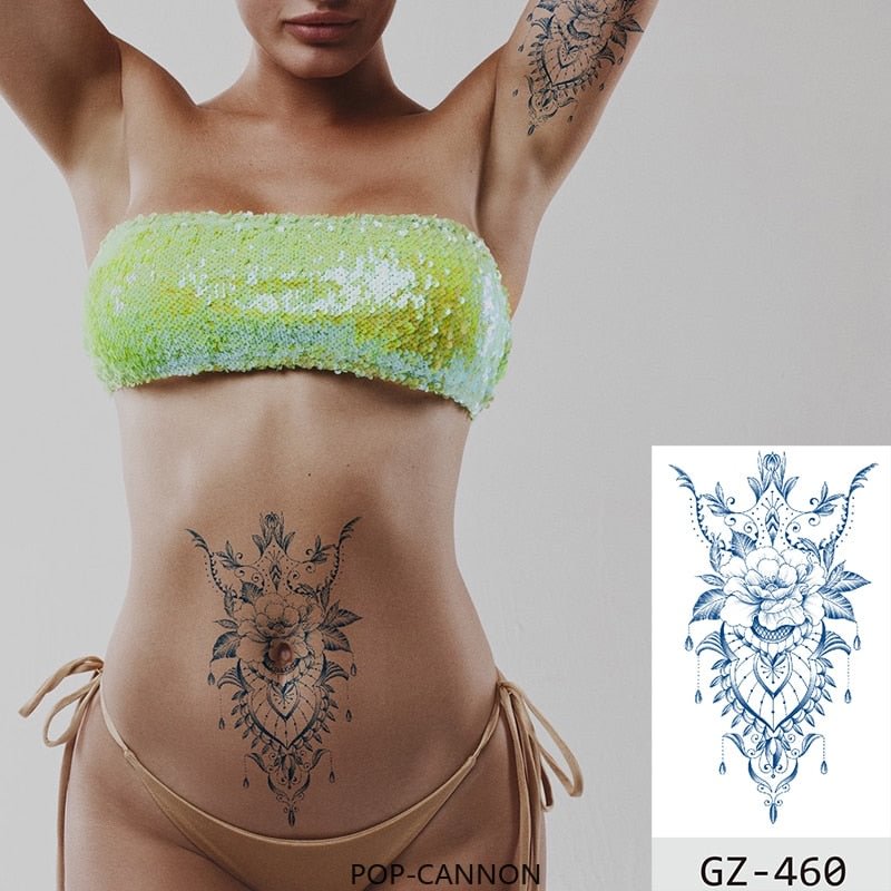 Drop Shipping Temporary Tattoo Stickers Sexy Flowers Juice Ink Lasting Girl Arm Neck Back Waist Buttocks Fake Tatoo Hot Sale DIY