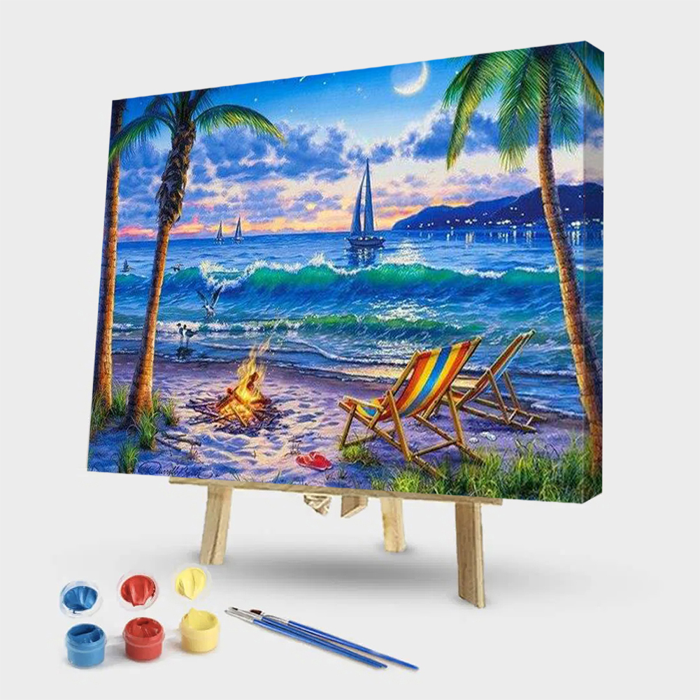 

50*40CM - Paint By Numbers - Moon Beach, 501 Original