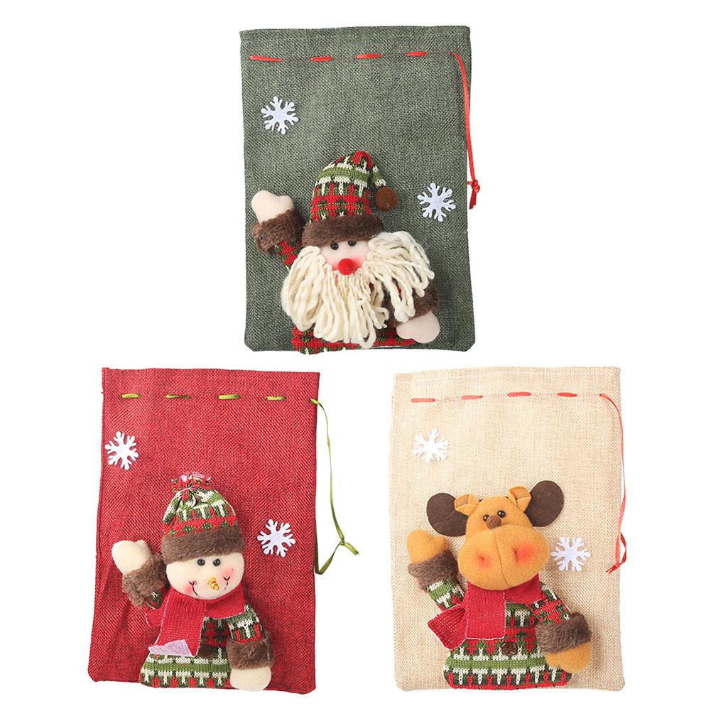 

Christmas Linen Drawstring Apple Bag Children Candy Gift Bag Home Decor, Snowman, 501 Original