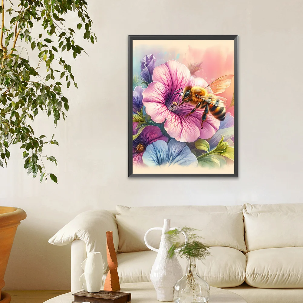 Full Round Diamond Painting 30*40cm - Flower Bee