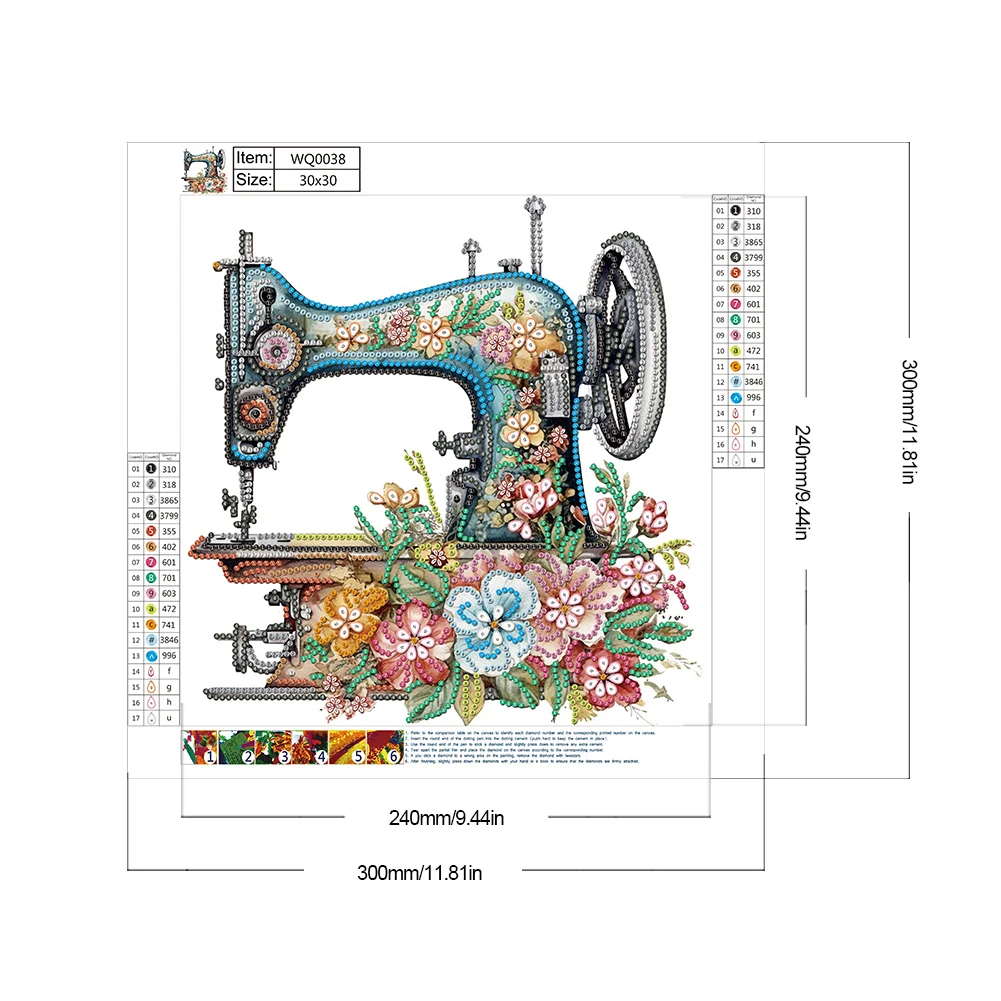 Diamond Painting - Partial Special Shaped Drill - Sewing Machine(Canvas|30*30cm)