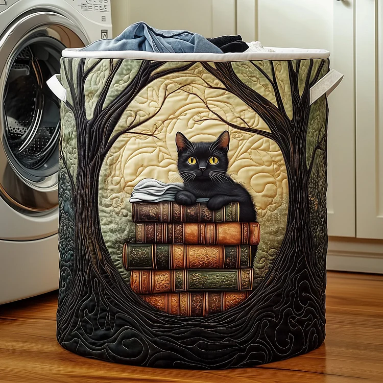 Book Cat Quilted Laundry Basket GFTOYC1009