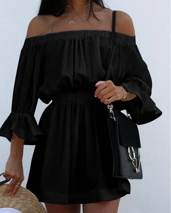 One-word Neck Drape Dress