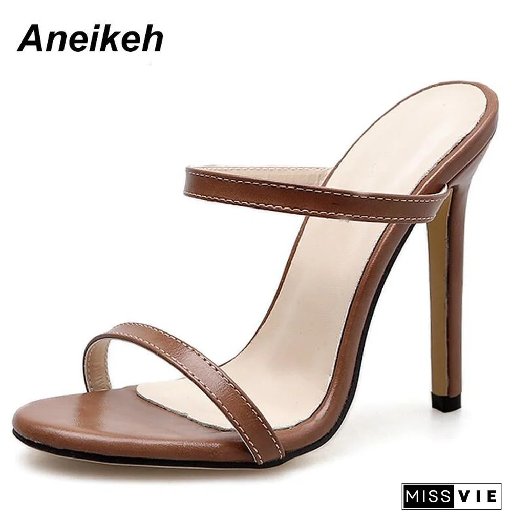 Aneikeh Women Sandals Stiletto High Heel Shoes Strap Ankle Wrap OL Sexy Pumps Party Dress Dropshipping Shoes Size 35-40