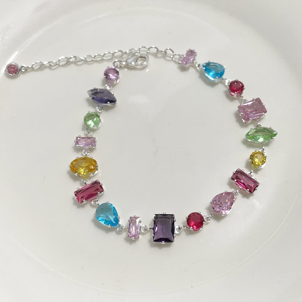 Japanese / Korean Women Tennis / Diamond Line Artificial Crystal Diamond Inlay Bracelets