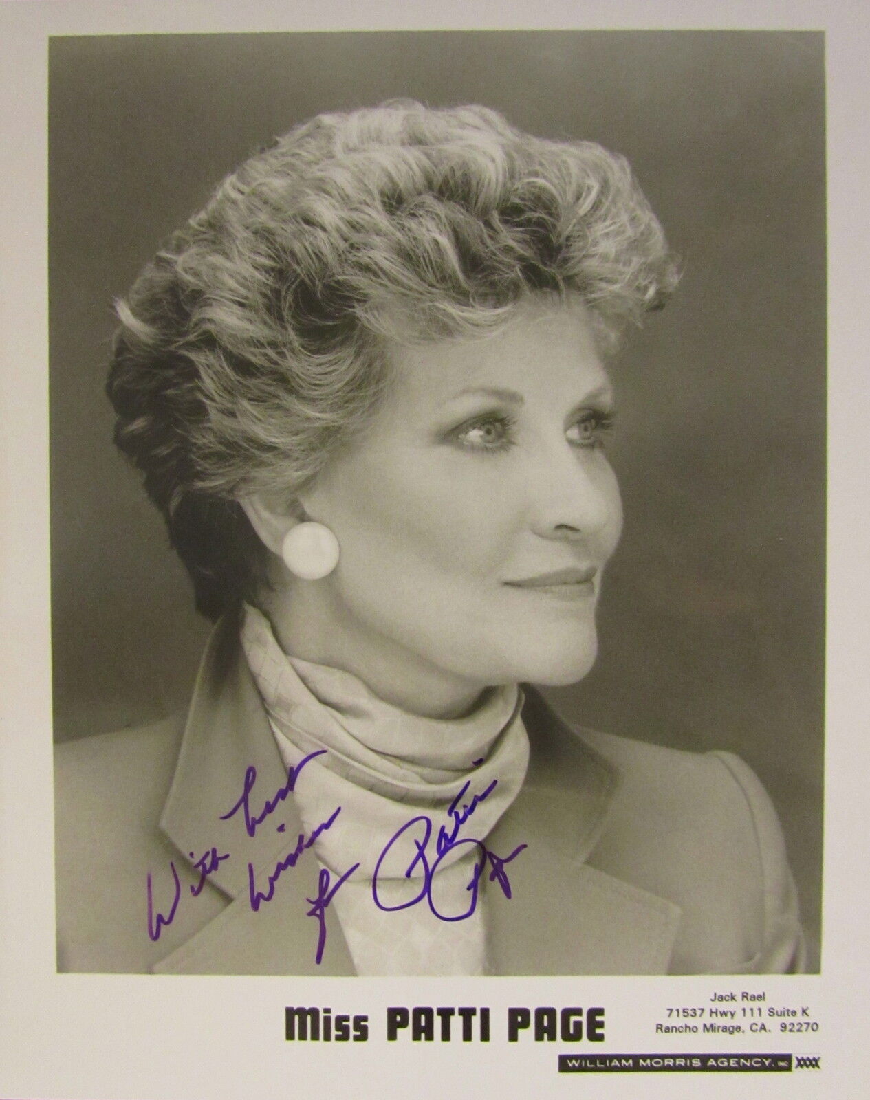 PATTI PAGE AUTOGRAPHED SIGNED 8 x 10 Photo Poster painting w/COA MISS PATTI PAGE