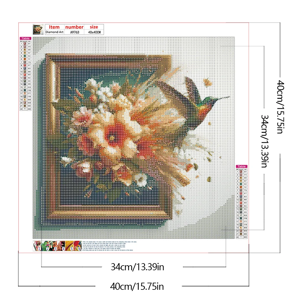 Diamond Painting - Full Round Drill - Hummingbird Out of the Frame(Canvas|40*40cm)