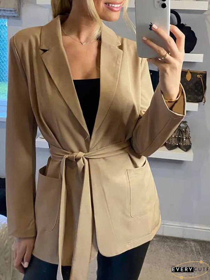 Solid Color Long Sleeve Blazer