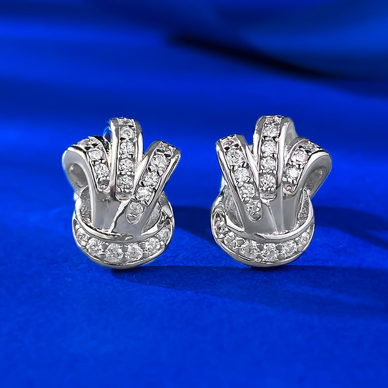 MIKAMU Jewelry S925 Silver Rope Knot Micro-Pavé Diamond Stud Earrings - Stylish and Elegant Commuter Accessory